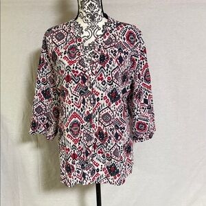 J Bee Women’s XL Patterned Button Down Shirt Good Condition